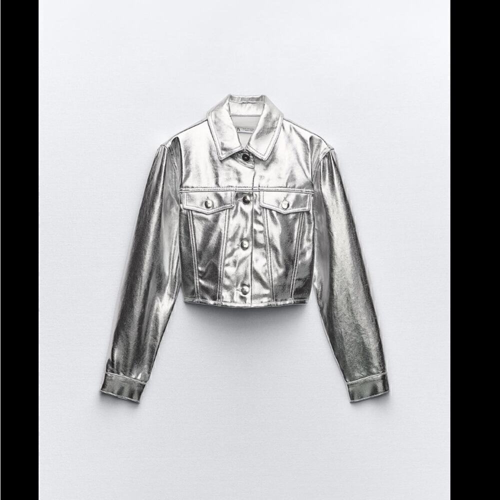 ZARA METALLIC CROP JACKET - SIZE XS - BRAND NEW WITHOUT TAG